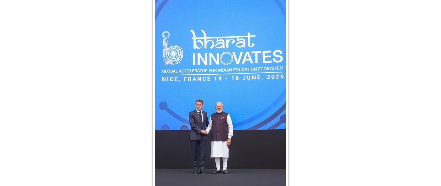 PM Narendra Modi along with President Emmanuel Macron inaugurated Bharat Innovates 2026 in Nice, France