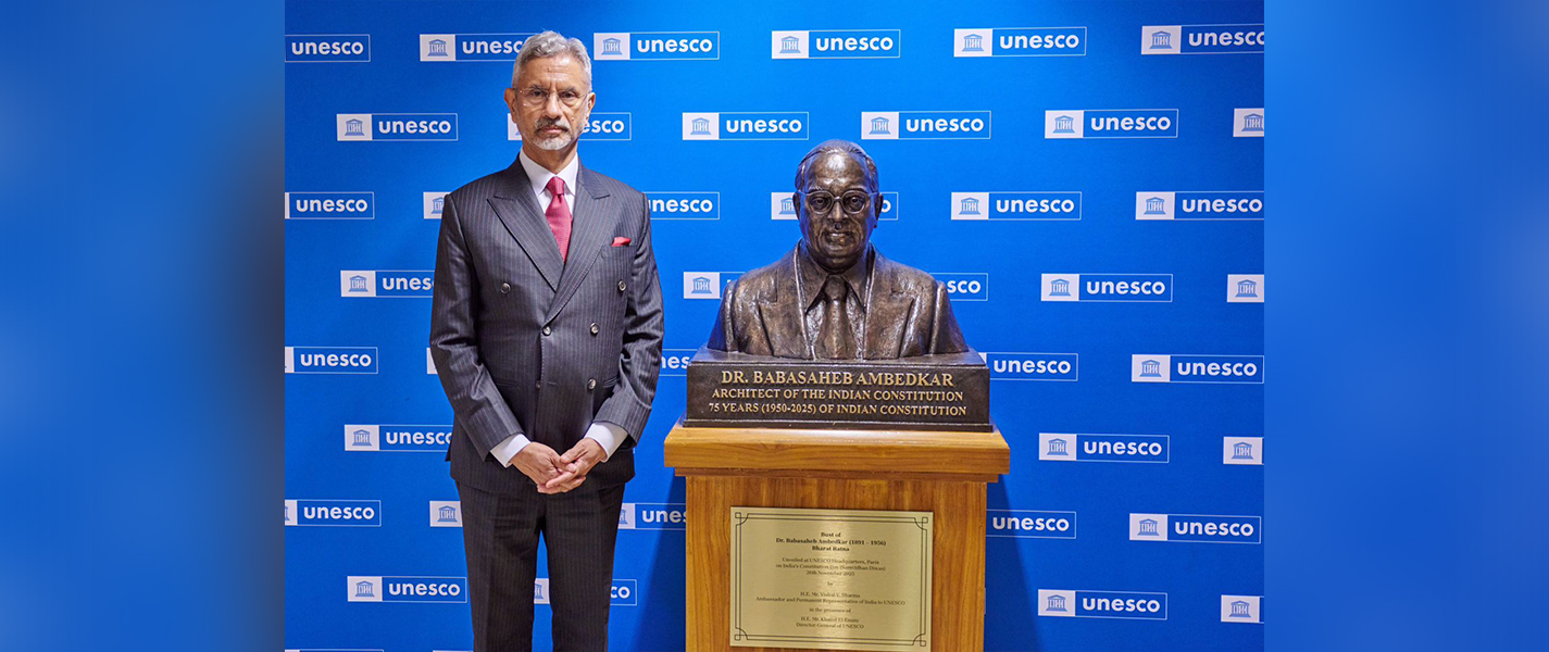External Affairs Minister Dr. S. Jaishankar paid tributes to Babasaheb Ambedkar at the headquarters of UNESCO in Paris, France