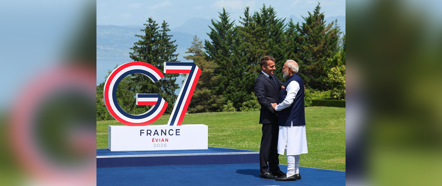 President Emmanuel Macron welcomed PM Narendra Modi at the G7 Summit in Évian, France. June 16, 2026