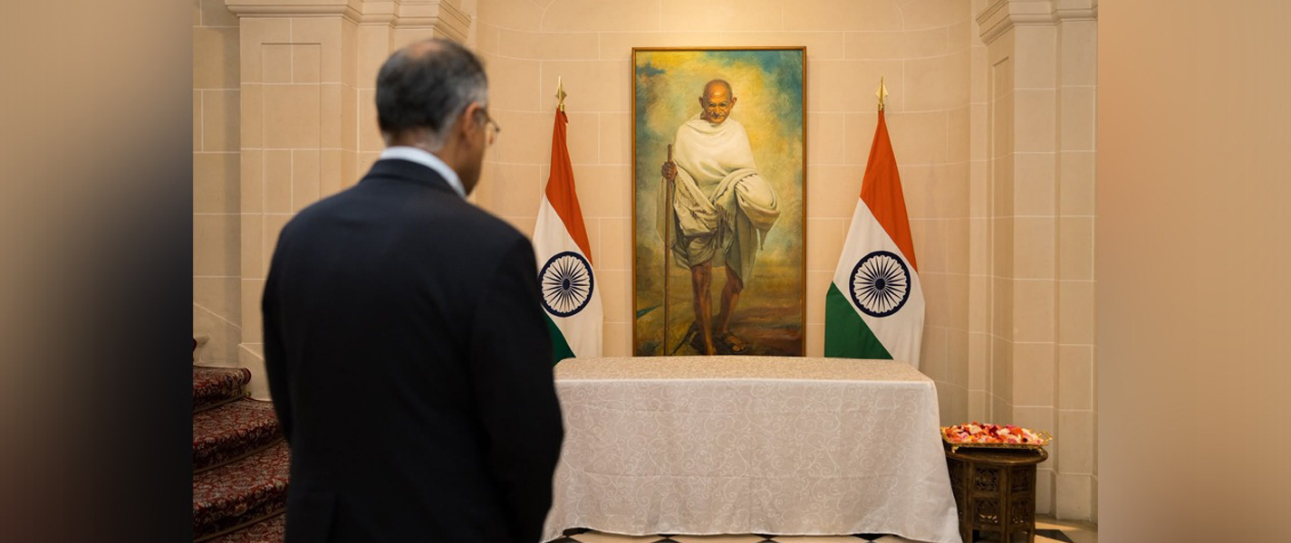 The Embassy of India, Paris, paid floral tributes to Mahatma Gandhi on his 157th birth anniversary.