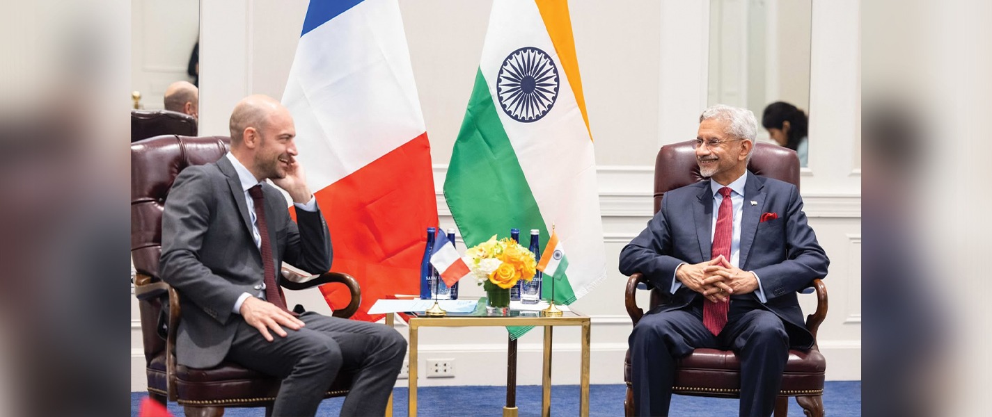 EAM Dr. S Jaishankar met H.E Jean-Noël Barrot, Minister for Europe and Foreign Affairs of France on the sidelines of the UNGA in New York